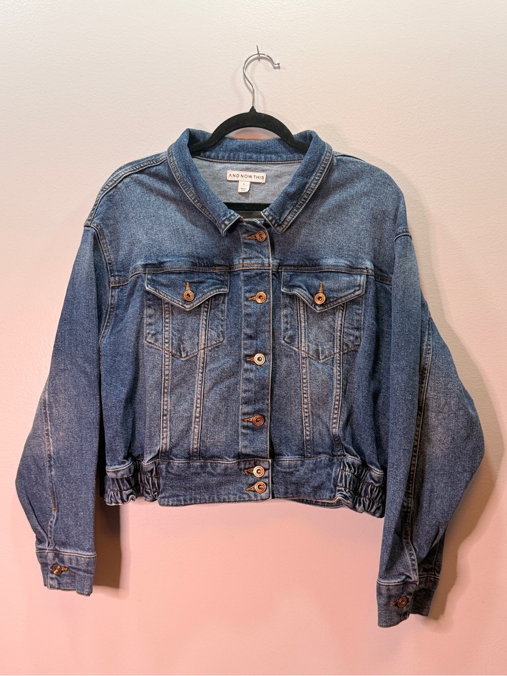 And Now This Women's Blue Denim Cropped Jean Jacket